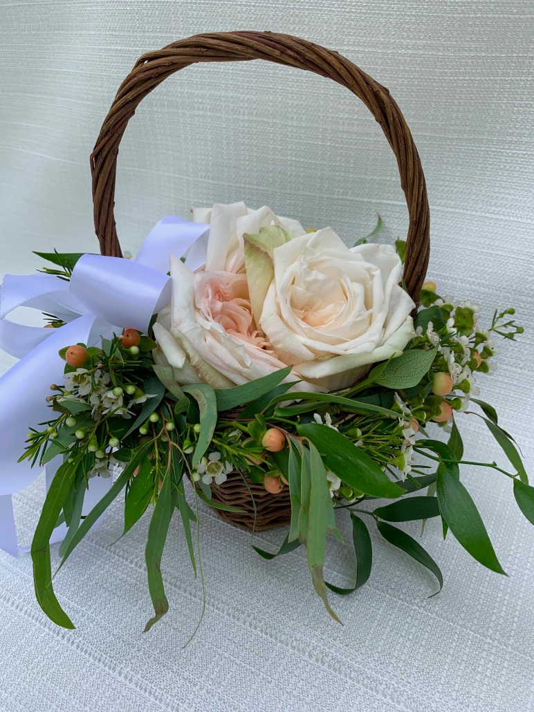 flower girl basket with ribbons
